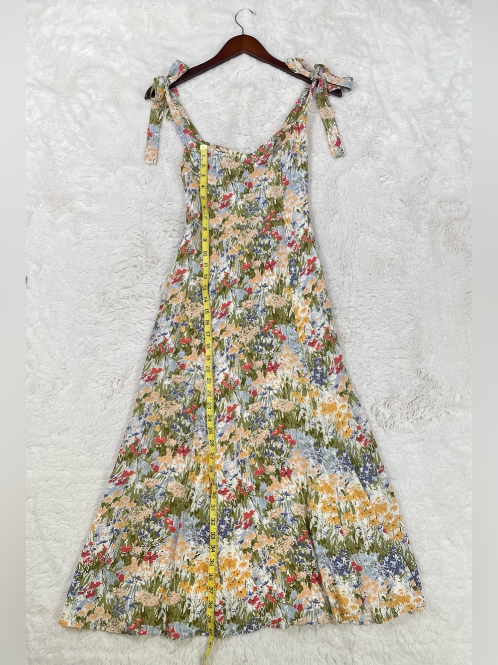 Reformation Multi-Color Floral Tie-Shoulder Midi Dress Size 0 - Picture 4 of 8